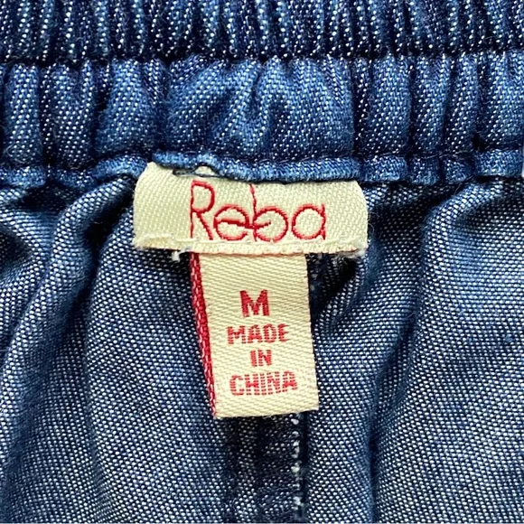 Reba Womens Denim Midi Skirt M Cowgirl Boho Festival Studded Pull On Cottagecore - Picture 7 of 9